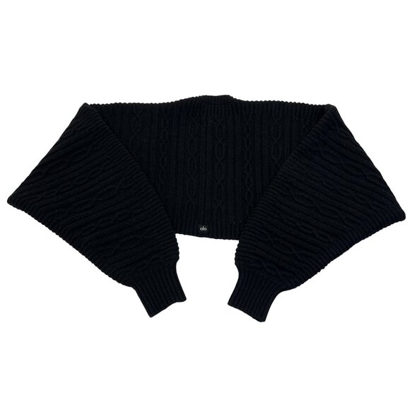 ALO Yoga Cable Knit Shawl Jacket in Black - Picture 3 of 4